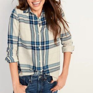 NWT Old Navy Blue Plaid Button Down Shirt